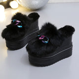 Women&#39;s slippersplatform boots  Wedge Sneakers Chunky Shoes Women Winter Shoes Fur Plush Za Ins Fashion Increased