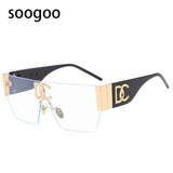 Vintage Square Rimless Sunglasses Women 2022 Fashion Luxury Brand Frameless Sun Glasses For Men OnePiece Eyeglasses Shades UV400