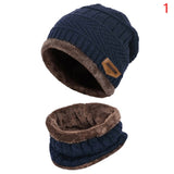 New Knit Fleece Scarf Winter Hat Soft Men and Women Beanie Warm Hat Thickening Plus Velvet Loose Winter Hat with Scarf