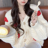 Autumn Tay Women Star Embroidered Cardigan Lor V-neck Knitted Sweater Fashion Warm Swif T Beige Holiday Cardigan Women Cardigan