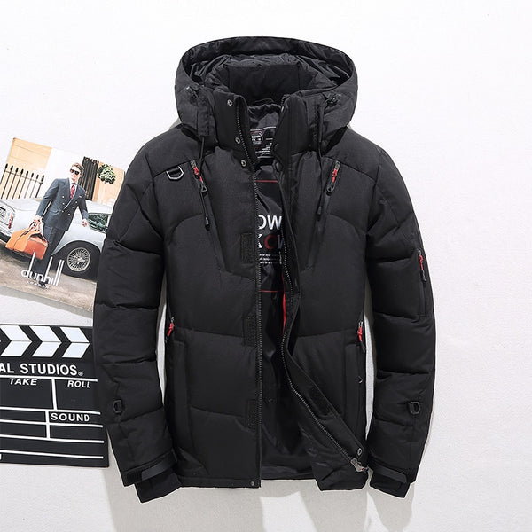 High Quality Overcoat Fashion Down Jacket Men Winter Warm Men Jacket Coat White Duck Down Parka Thick Puffer Stand Thick Hat