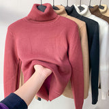 Women Turtleneck Sweater Autumn Winter Elegant Thick Warm Long Sleeve Knitted Pullover Female Basic Sweaters Casual Jumpers Tops