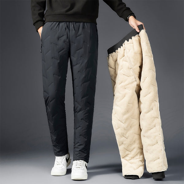 Winter Lambswool Warm Thicken Sweatpants Men Fashion Joggers Water Proof Casual Pants Men Brand Plus Fleece Plus Size Trousers