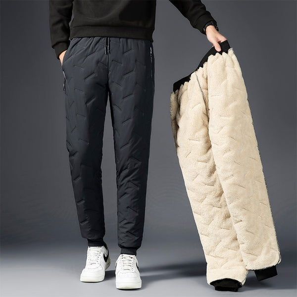 Winter Lambswool Warm Thicken Sweatpants Men Fashion Joggers Water Proof Casual Pants Men Brand Plus Fleece Plus Size Trousers