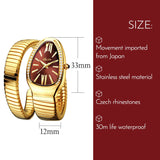 MISSFOX Women&#39;s Watches Snake Shape Luxury Wrist Watch For Women Steel Unique Gold Quartz Ladies Watch Clock Relogio Feminino